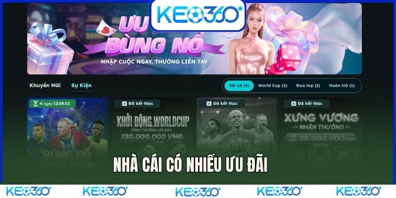 Nhà cái có nhiều ưu đãi